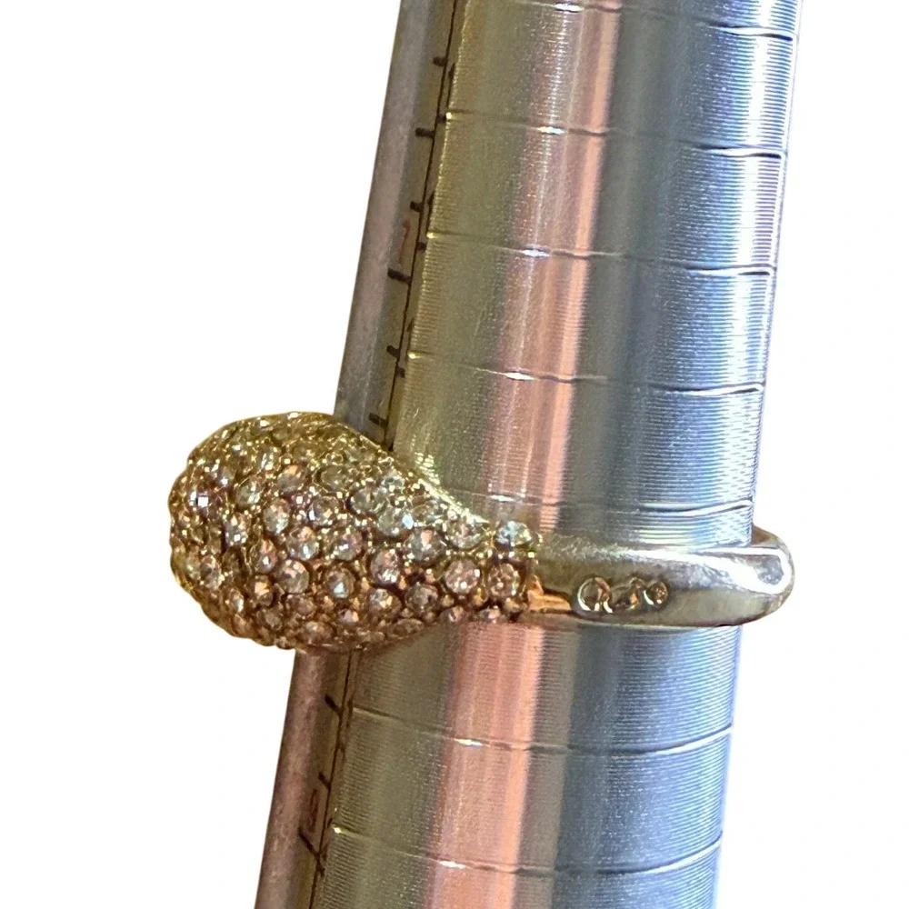 Dazzling Pave Ring Gold Tone  Dome Sparkle Cocktail Ring Size 8